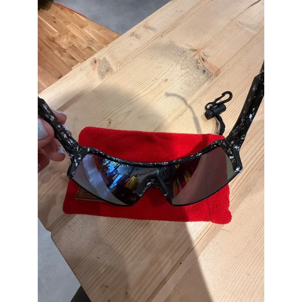 Smith Wildcat Sunglasses Black White Splatter ChromaPop Red Mirror Lens Sport